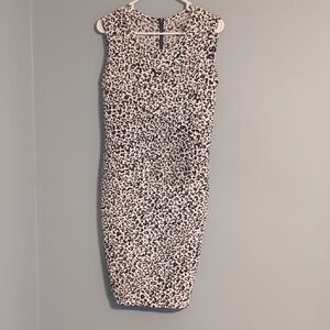 Versona Cheetah Print Sheath Midi Dress Crew Neck Sleeveless